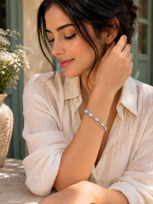 Teardrop Crystal Charm Bracelet