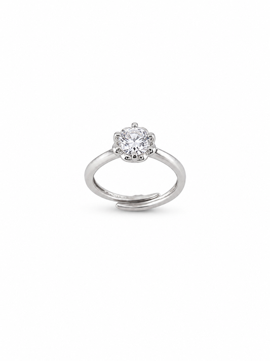 Floral Halo Solitaire Adjustable Ring