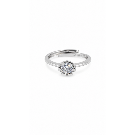 Scalloped Halo Solitaire Adjustable Ring
