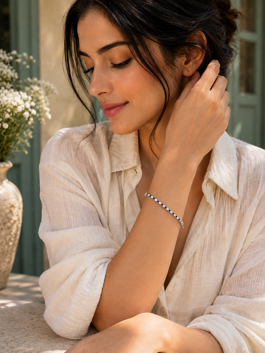 Blue & Silver Tennis Bracelet - | Harsh Jewellers