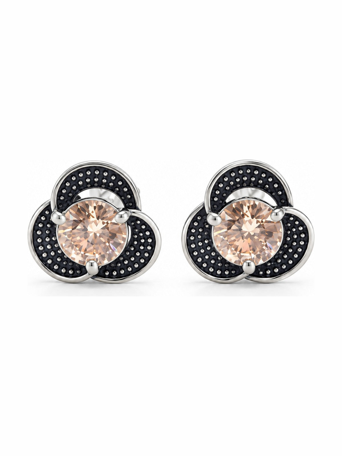 Champagne Trefoil Studs - 925 Sterling Silver | Harsh Jewellers