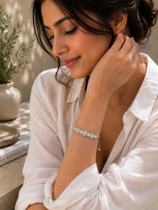Crystal Floral Charm Bracelet - | Harsh Jewellers