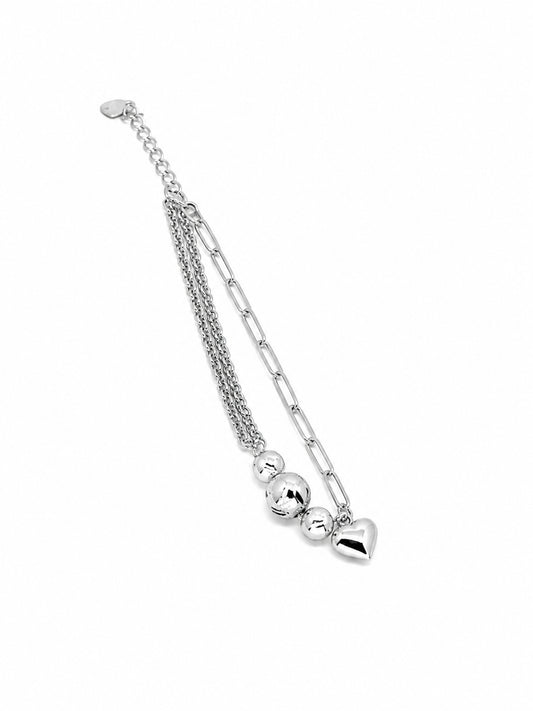 Double Chain Heart Charm Bracelet - | Harsh Jewellers
