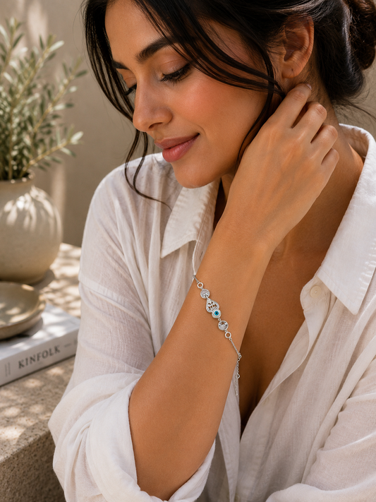 Evil Eye Crystal Charm Bracelet - | Harsh Jewellers