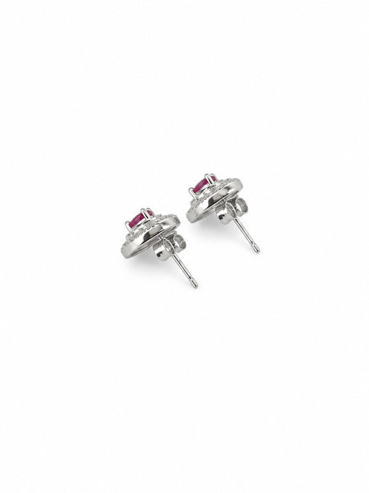Heart-Shaped Ruby Stud Earrings - sterling silver | Harsh Jewellers