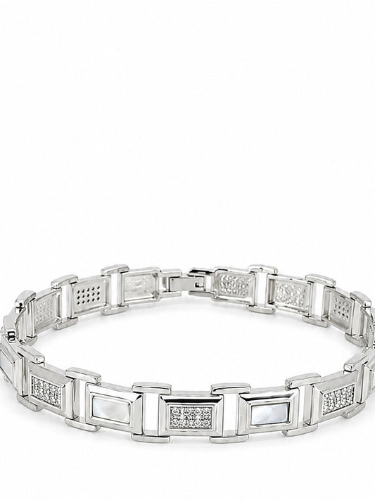 Luxe Geometric Link Bracelet - 925 Sterling Silver | Harsh Jewellers