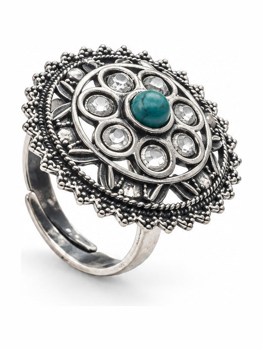 Mandala Bloom Cocktail Ring - 925 Sterling Silver | Harsh Jewellers