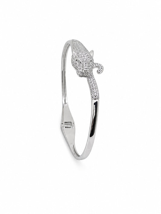 Panther Crystal Silver Kada - sterling silver | Harsh Jewellers
