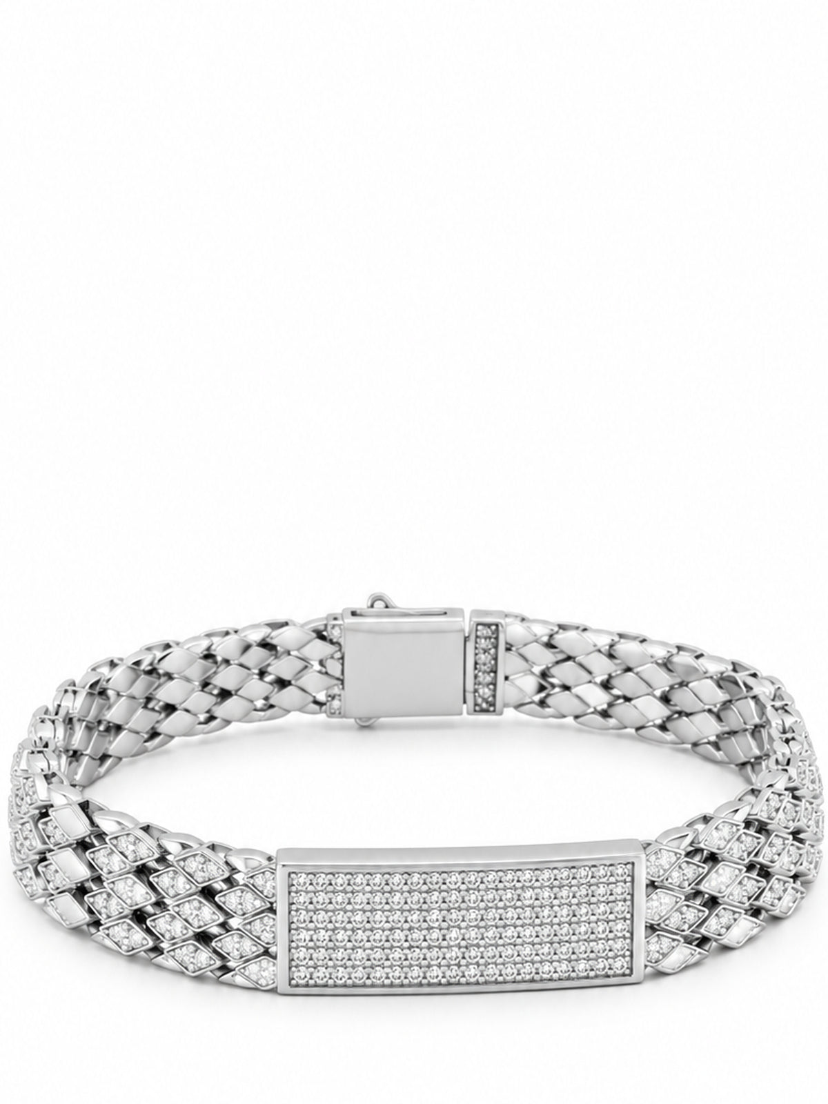 Pavé Link ID Bracelet - 925 Sterling Silver | Harsh Jewellers