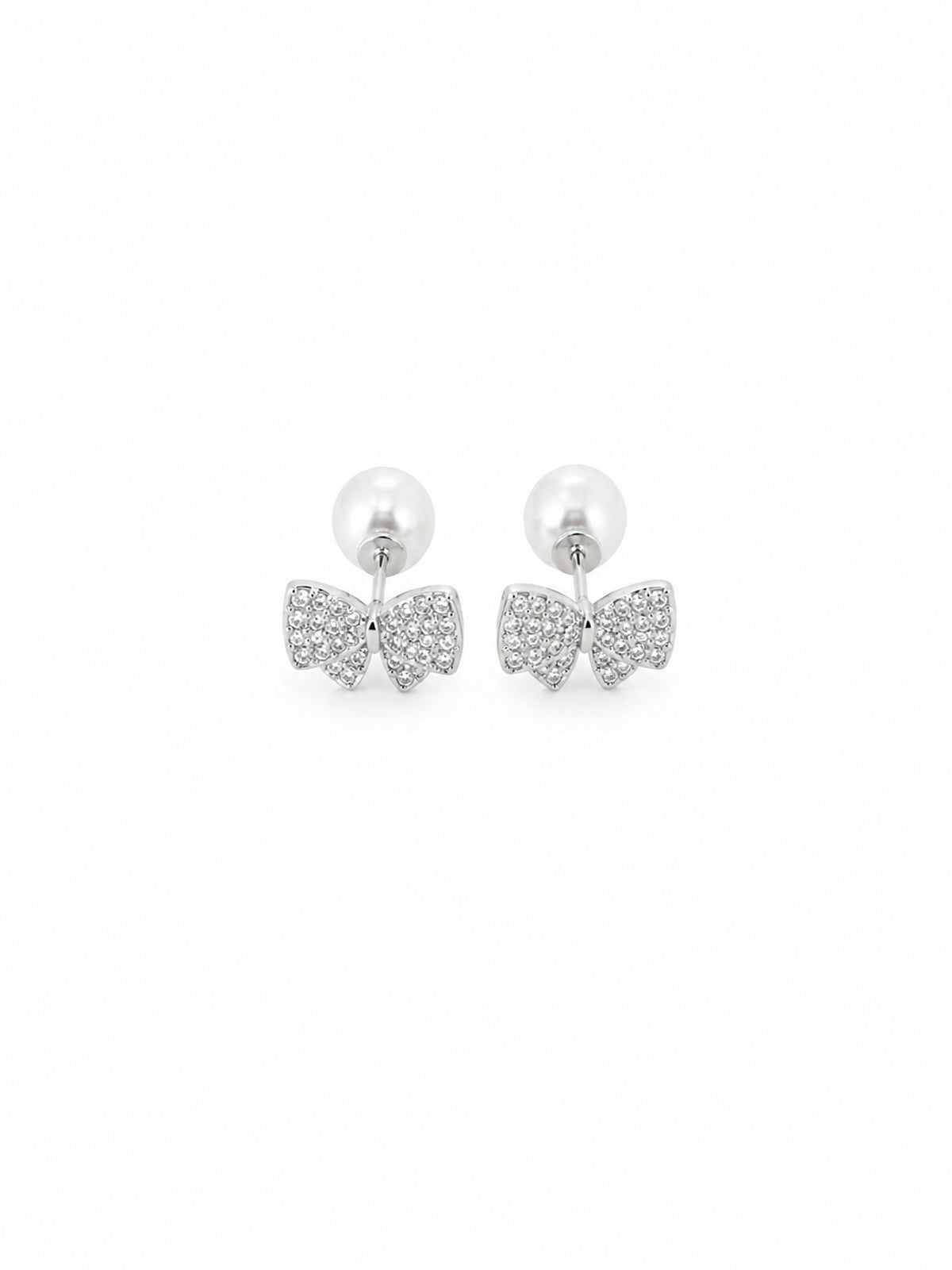 Pearl Bow Stud Earrings - sterling silver | Harsh Jewellers