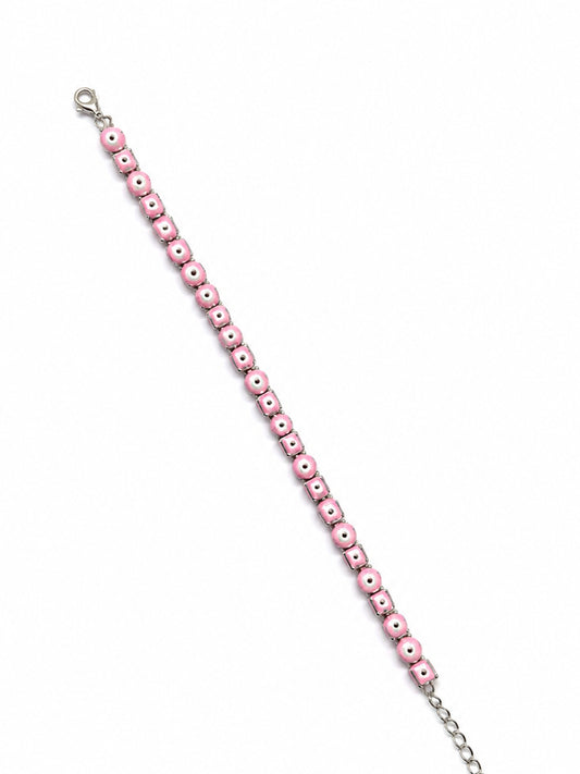 Pink Beaded Silver Bracelet - | Harsh Jewellers