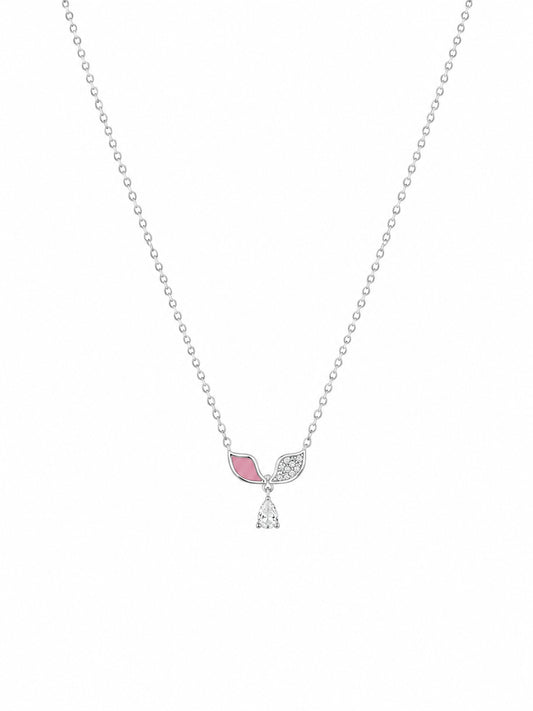 Pink & Crystal Teardrop Chain Pendant - 925 Sterling Silver | Harsh Jewellers
