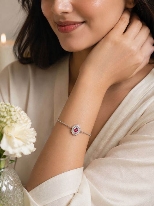 Ruby Teardrop Crystal Bracelet - | Harsh Jewellers