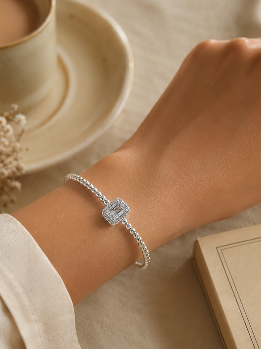 Silver Beaded Kadda Bracelet - sterling silver | Harsh Jewellers