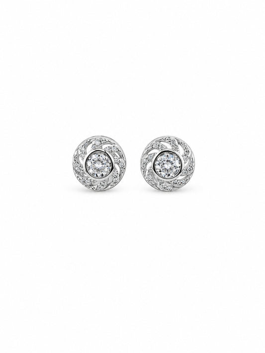 Silver Spiral CZ Stud Earrings - sterling silver | Harsh Jewellers