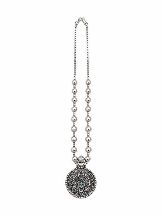 Sunburst Oval Necklace - 925 Sterling Silver | Harsh Jewellers