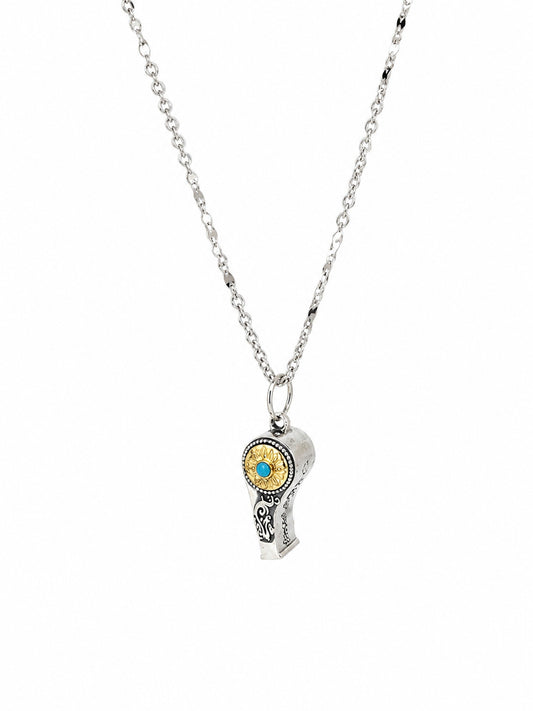 Turquoise Knight Helmet Pendant - 925 Sterling Silver | Harsh Jewellers