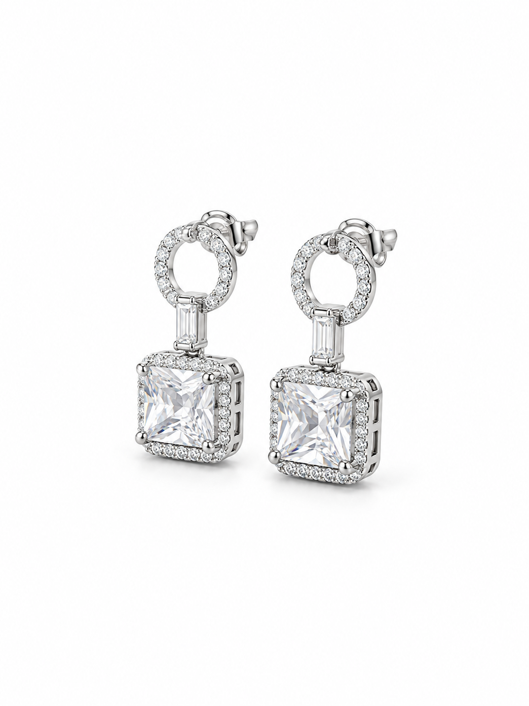 Crystal Square Drop Earrings