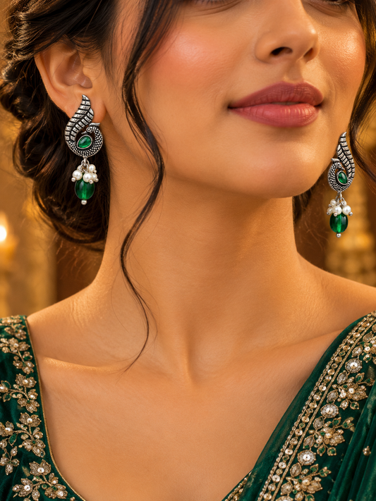Mayura Emerald Drop Earrings