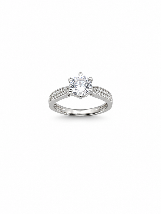 Pave Shoulder Solitaire Adjustable Ring
