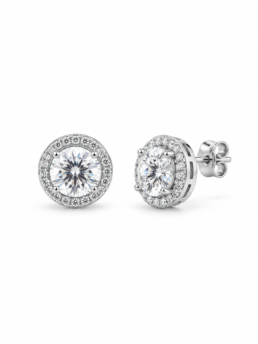 Classic Halo CZ Stud Earrings