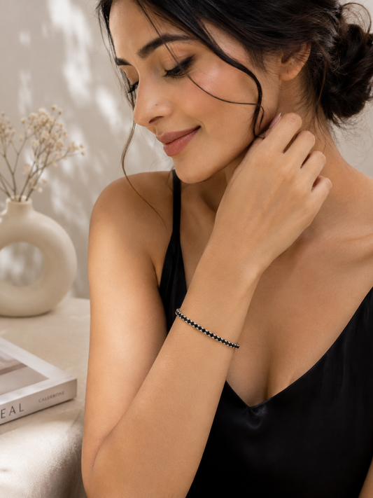 Black Crystal Tennis Bracelet -  | Harsh Jewellers