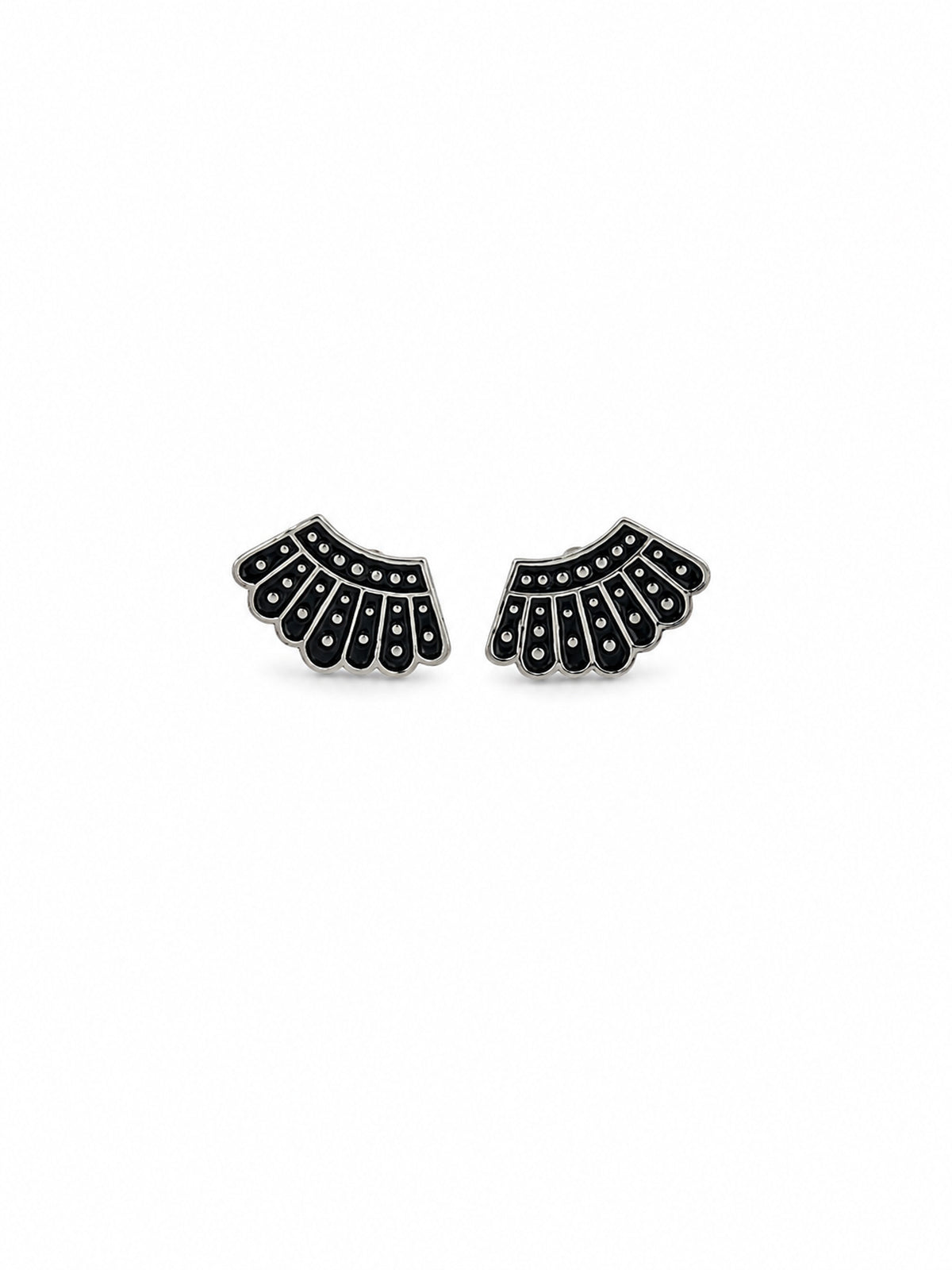 Black Fan Motif Stud Earrings - sterling silver | Harsh Jewellers