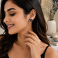 Black Fan Motif Stud Earrings - sterling silver | Harsh Jewellers