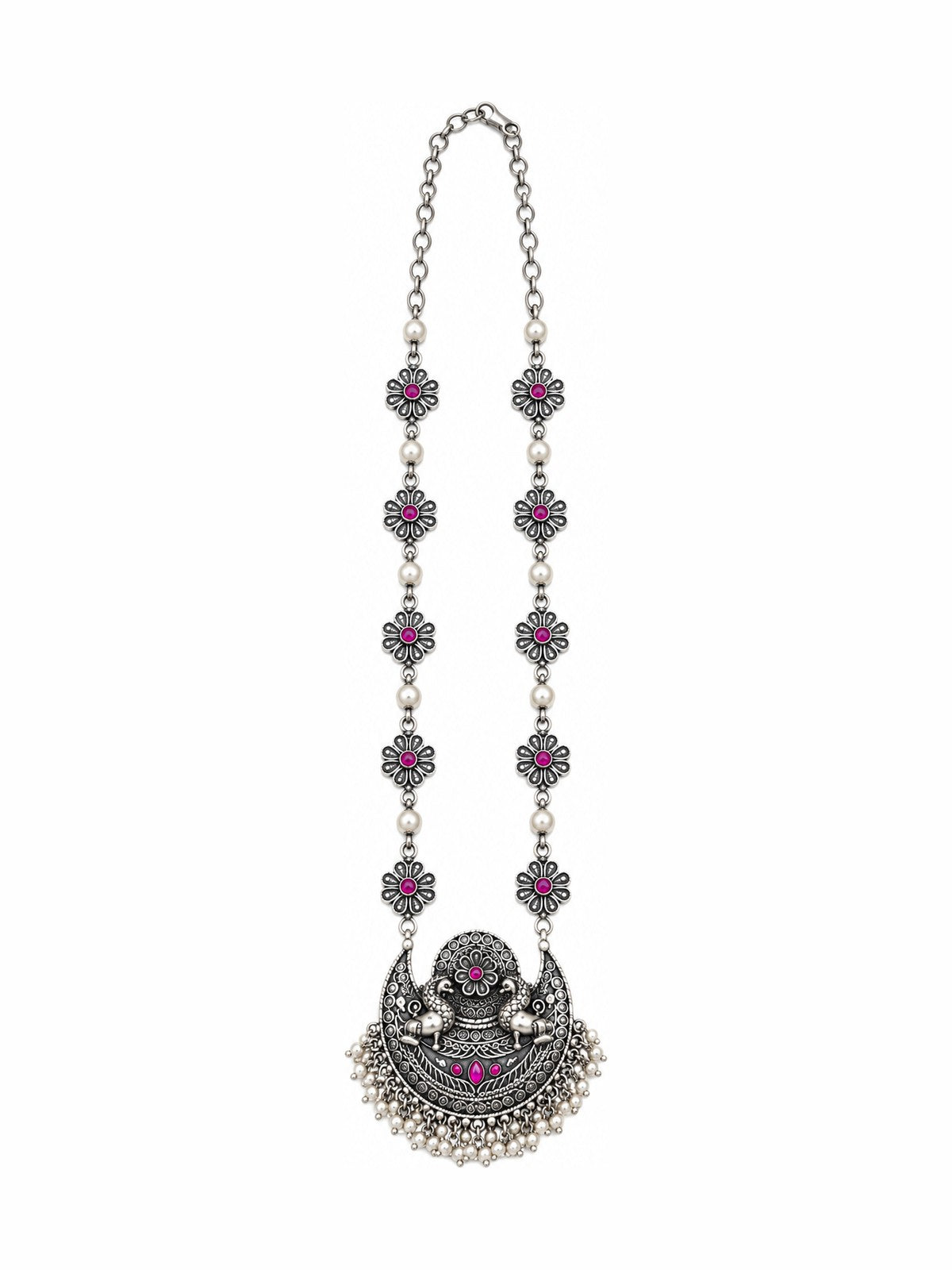 Bloom & Peacock Necklace - 925 Sterling Silver | Harsh Jewellers