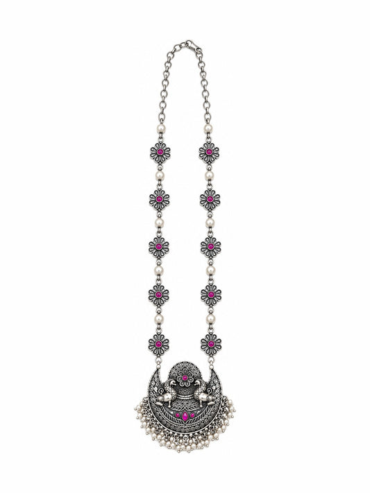 Bloom & Peacock Necklace - 925 Sterling Silver | Harsh Jewellers