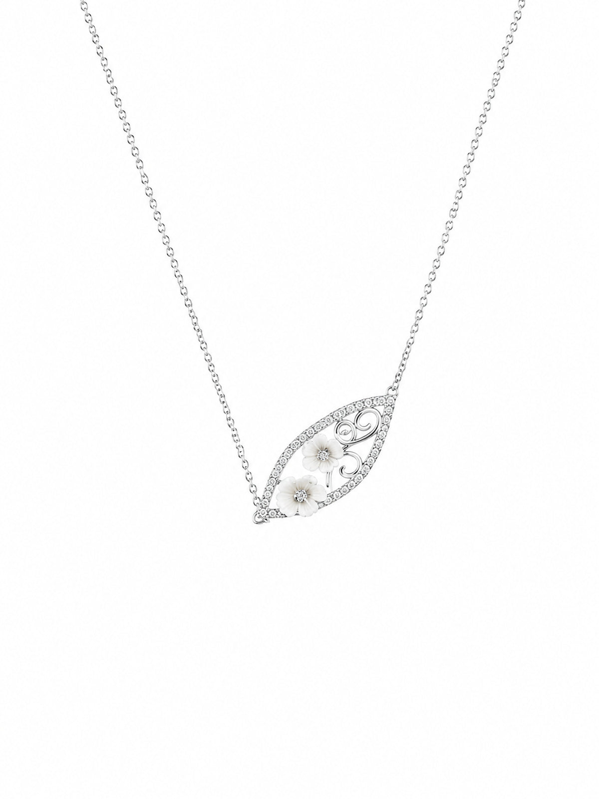 Blooming Elegance Floral Chain Pendant - 925 Sterling Silver | Harsh Jewellers