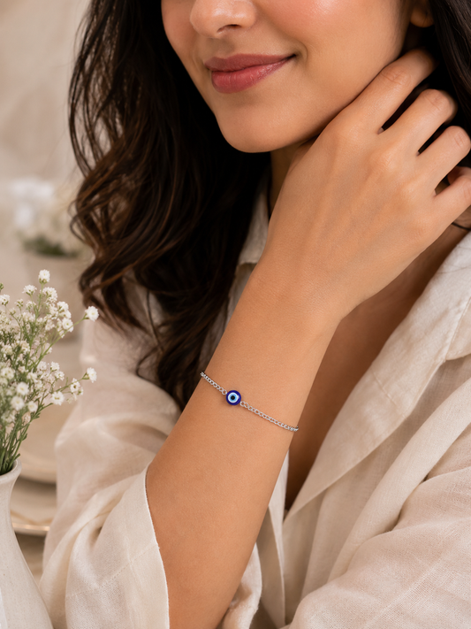 Blue Evil Eye Chain Bracelet -  | Harsh Jewellers