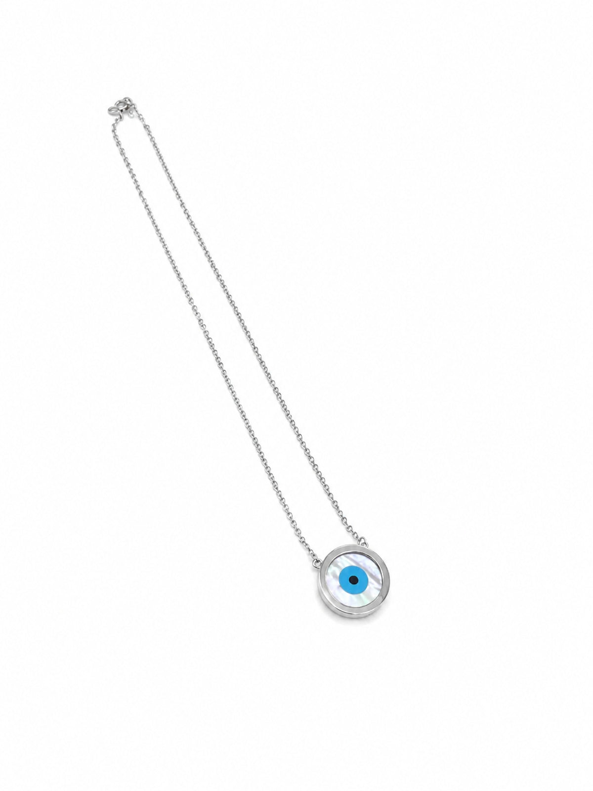 Blue Evil Eye Circle Chain Pendant - 925 Sterling Silver | Harsh Jewellers