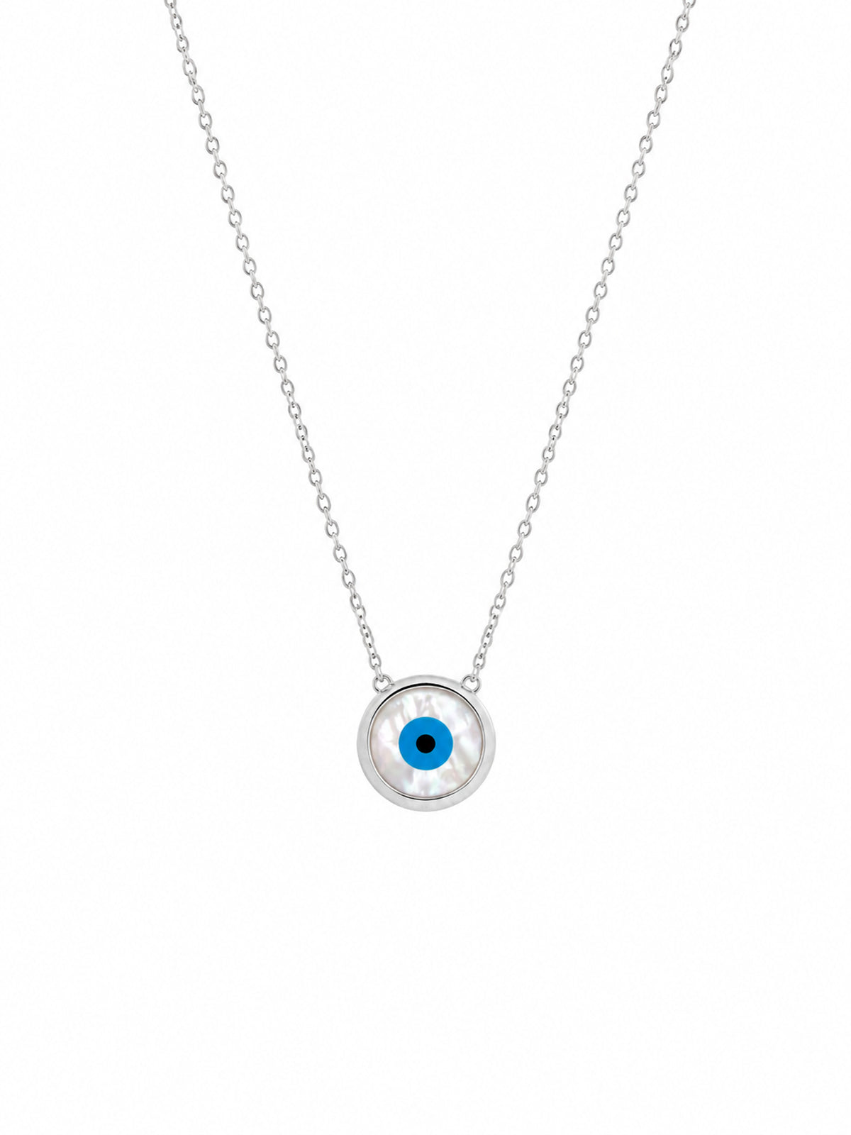 Blue Evil Eye Circle Chain Pendant - 925 Sterling Silver | Harsh Jewellers