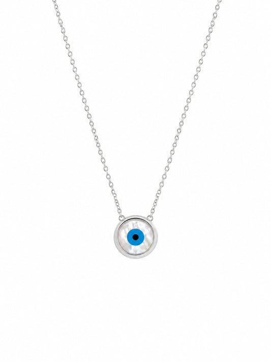 Blue Evil Eye Circle Chain Pendant - 925 Sterling Silver | Harsh Jewellers