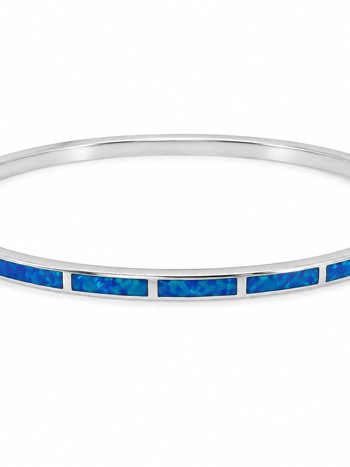 Blue Opal Inlay Silver Bangle - sterling silver | Harsh Jewellers
