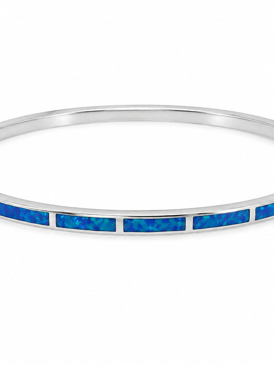 Blue Opal Inlay Silver Bangle - sterling silver | Harsh Jewellers