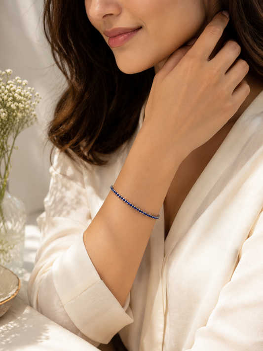 Blue Sapphire Tennis Bracelet -  | Harsh Jewellers