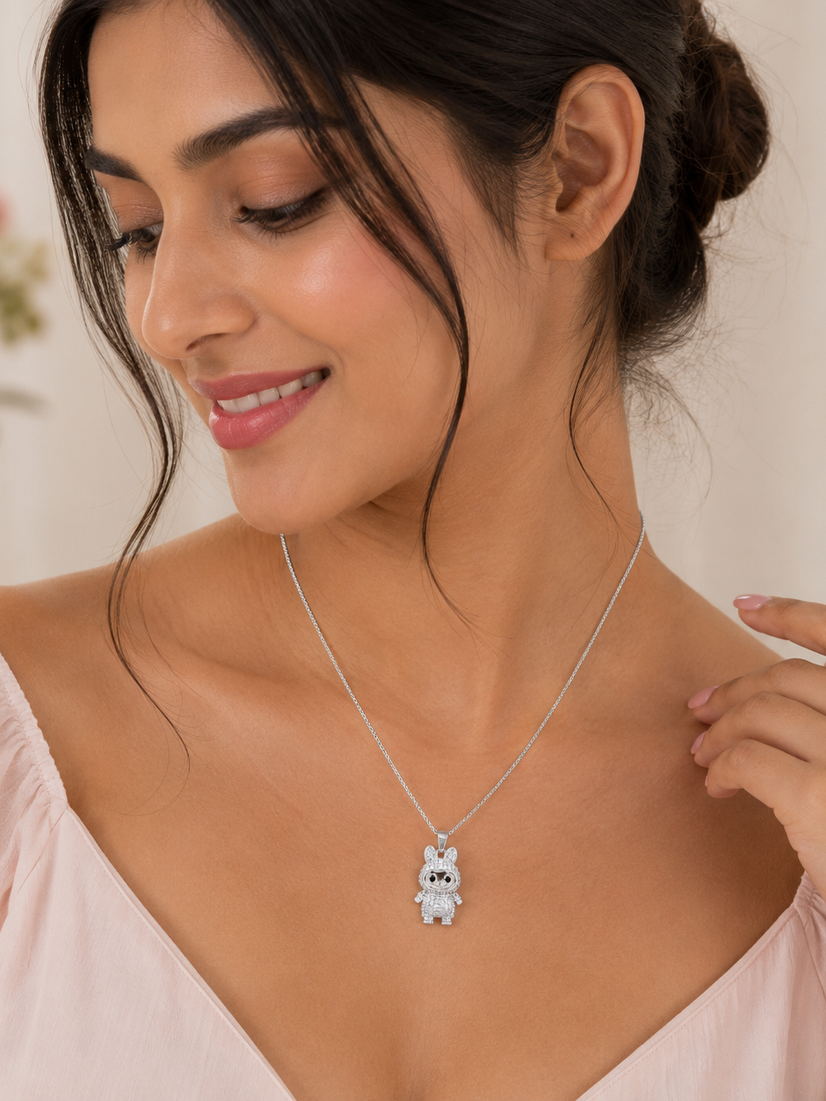 Bunny Sparkle Chain Pendant - 925 Sterling Silver | Harsh Jewellers