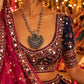 Model wearing Chandra Crescent Necklace in 925 sterling silver | Harsh Jewellers