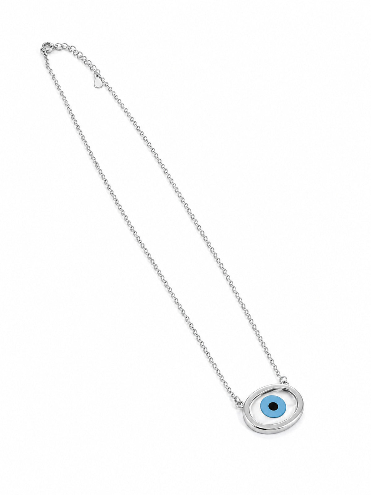 Classic Blue Evil Eye Chain Pendant - 925 Sterling Silver | Harsh Jewellers