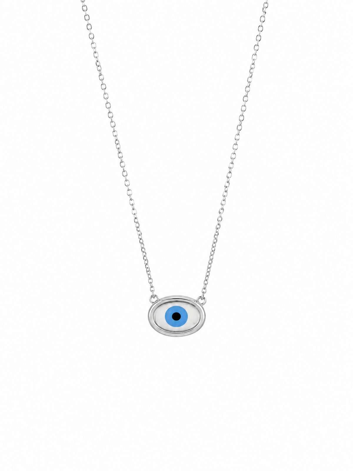 Classic Blue Evil Eye Chain Pendant - 925 Sterling Silver | Harsh Jewellers