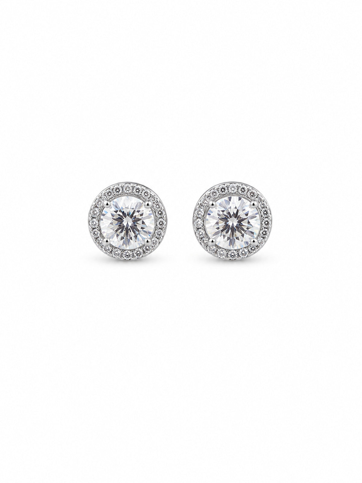 Classic Halo CZ Stud Earrings - sterling silver | Harsh Jewellers