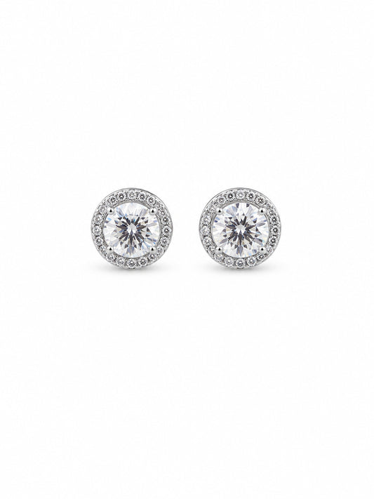 Classic Halo CZ Stud Earrings - sterling silver | Harsh Jewellers