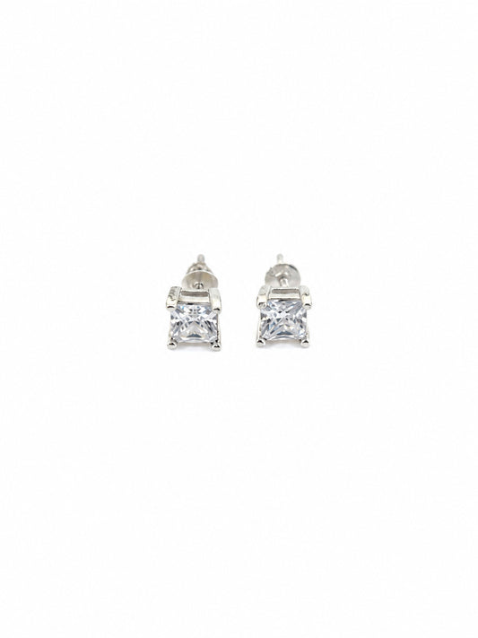 Classic Square CZ Stud Earrings - sterling silver | Harsh Jewellers