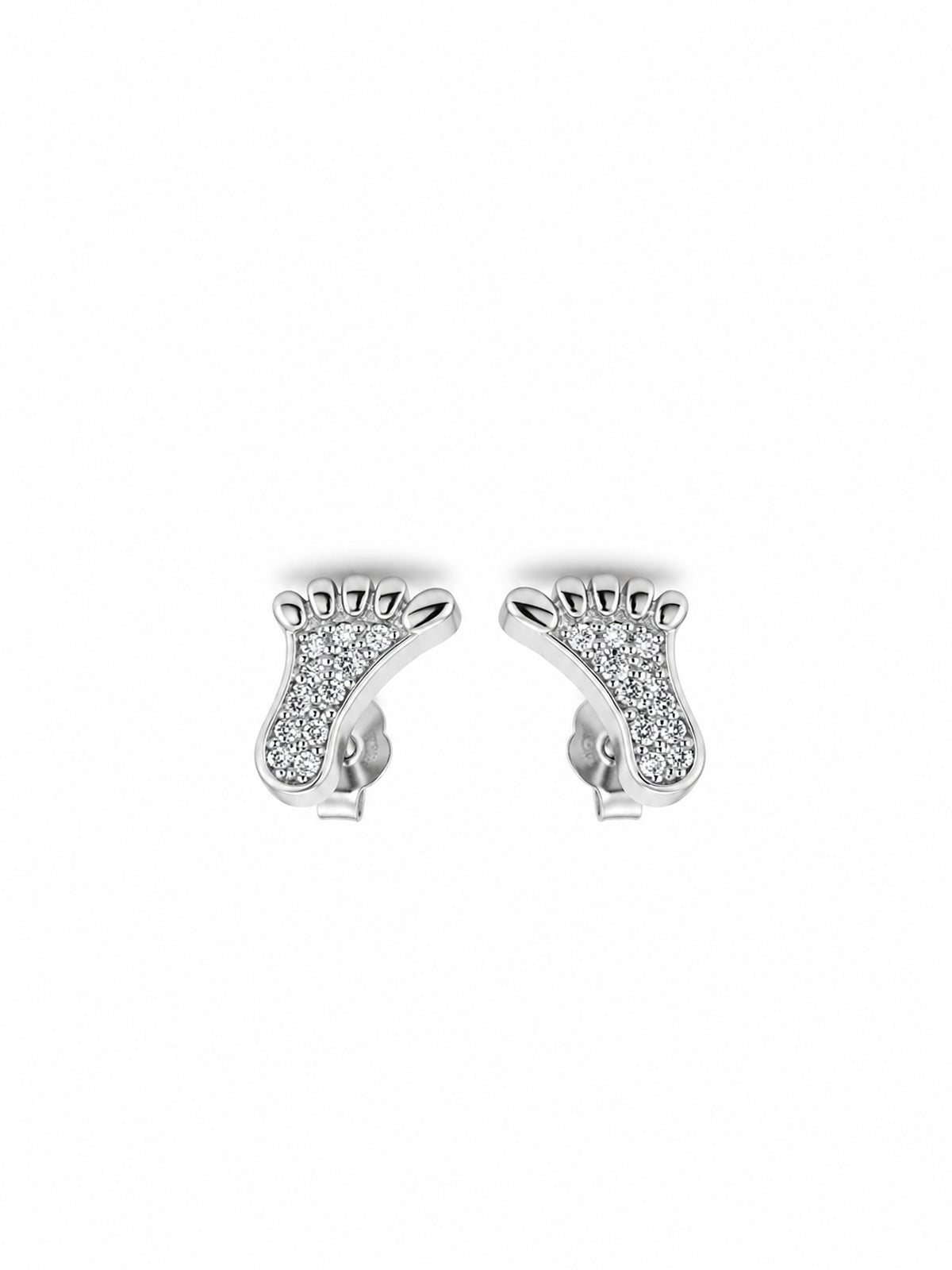 Crystal Footprint Silver Stud Earrings - sterling silver | Harsh Jewellers
