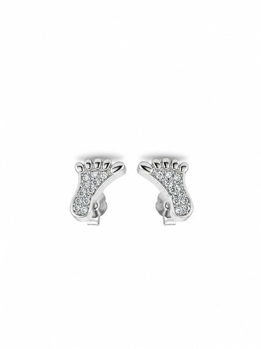 Crystal Footprint Silver Stud Earrings - sterling silver | Harsh Jewellers