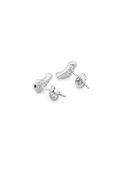 Crystal Footprint Silver Stud Earrings - sterling silver | Harsh Jewellers