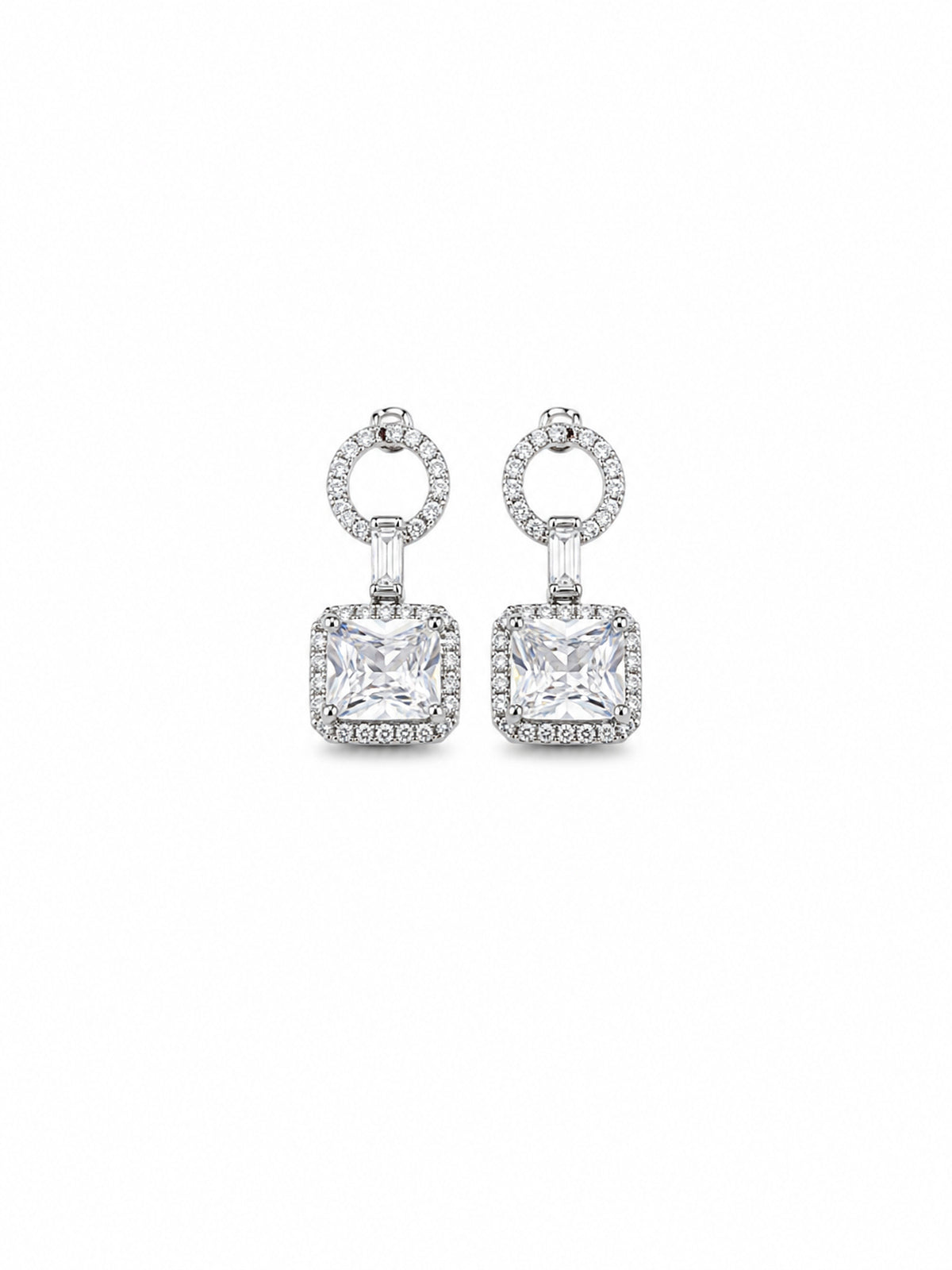 Crystal Square Drop Earrings - sterling silver | Harsh Jewellers