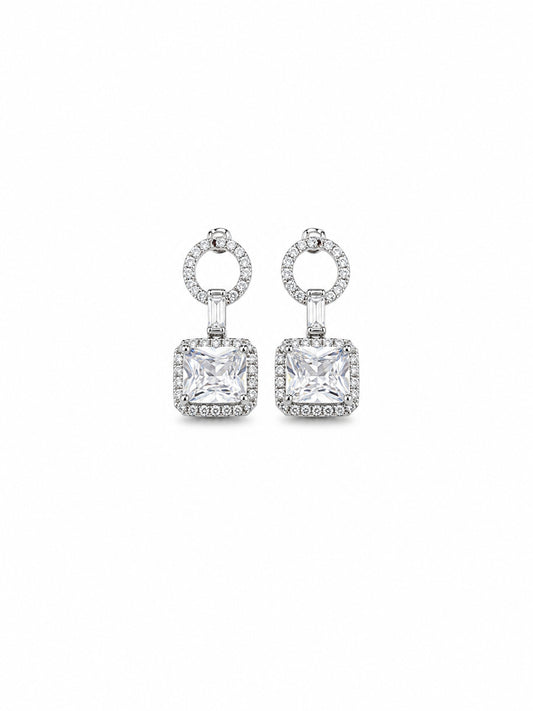 Crystal Square Drop Earrings - sterling silver | Harsh Jewellers